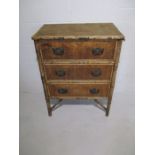 A Victorian bamboo chest of three drawers - A/F