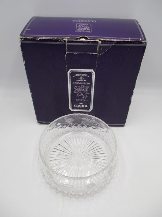 Two boxed Edinburgh Crystal cut glass pieces included an "Argyll" salad bowl & decanter, along - Image 11 of 14