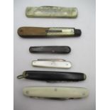 A mother of pearl penknife inlaid in silver and image of "SS Strathavern", a silver bladed fruit