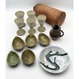 A collection of mainly Humphrey Wakefield Isles of Scilly Studio Pottery and including goblets,