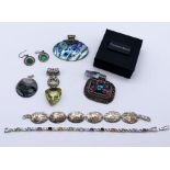 A collection of 925 silver pendants, bracelets etc.