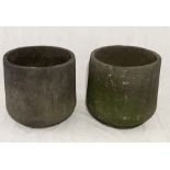 Two large black earthenware planters stamped and marked Terracino 36cm x 36cm