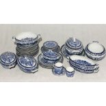 A Brown-Westhead More & Co Cauldon Teutonic blue and white part dinner set including dinner
