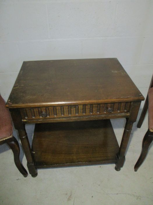 A pair of Queen Anne Style chairs plus a hall table - Image 2 of 12