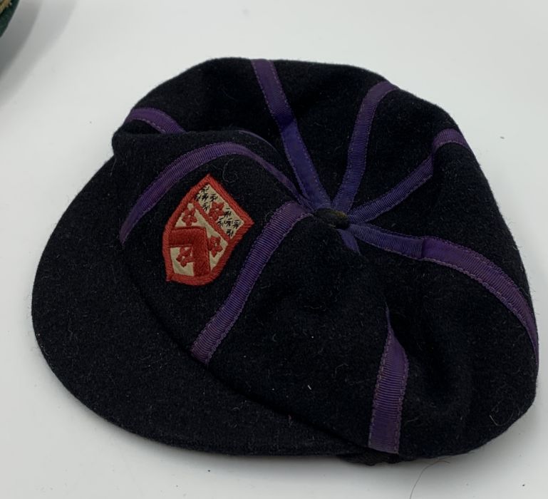 A vintage Cub Scout cap with many badges sewn on along with Scout penknife, Dulwich College cap etc. - Image 4 of 5