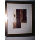 A Linda Charles mixed media abstract framed picture