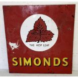 A Simonds Hop Leaf enamel advertising sign -(90cm x 85cm)