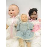 Three vintage dolls including Chad Valley, German composite doll 264K16 and one other