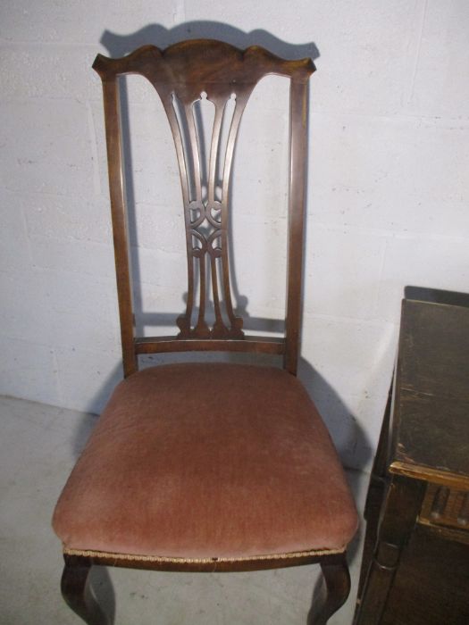 A pair of Queen Anne Style chairs plus a hall table - Image 7 of 12