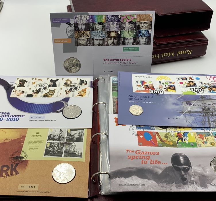 A collection of first day covers in three albums - many with coins, all in excellent condition. - Image 25 of 50
