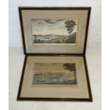Two framed etchings - "A View of the Bridge over the Thames at Walton Surrey" printed for Robert