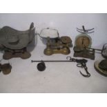 A selection of vintage scales, weights and accessories, scales are noted Salter, Siddons Ltd and