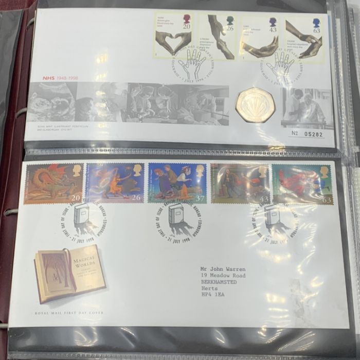 A collection of first day covers in three albums - many with coins, all in excellent condition. - Image 2 of 50