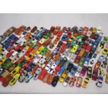 A collection of loose die-cast cars including Matchbox, Burago, Hotwheels, Corgi etc