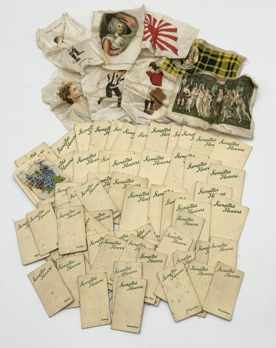 A collection of cigarette silks including a large number of Kensitas flowers, BDV cigarettes etc.