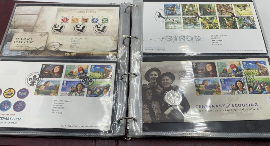 A collection of first day covers in three albums - many with coins, all in excellent condition. - Image 38 of 50