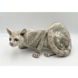 A Raku pottery model of a cat by Dillon Rudge