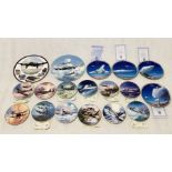 A collection of limited edition plates on the subject of aviation including a set of four Concorde