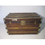 A metal bound vintage trunk