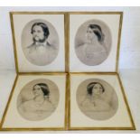 A set of four Victorian charcoal portraits signed Geo. F. Browning 1854/1857