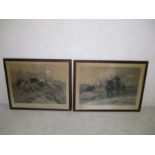 A pair of large framed prints of Highland cattle- "Scottish Chiefs" and "Scotch cattle at rest-