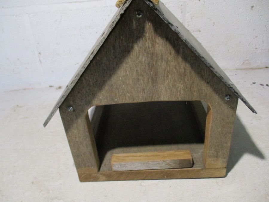 A vintage wooden trug, along with wooden bird house with slate roof - Image 7 of 10