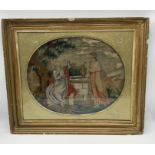 An 18th Century embroidery on silk picture of a classical scene A/F