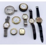 A Buren Grand Prix wristwatch along with various other watches including an oversized pocket watch -