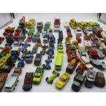 A selection of play worn vintage die cast including Matchbox and Lesney