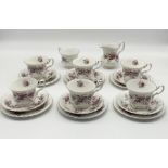 A Royal Albert Lavender Rose part tea set including six trios, milk jug etc.