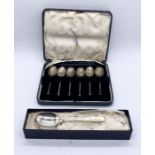 A cased set hallmarked silver coffee spoons (case A/F) along with a single silver spoon