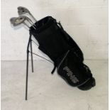 A set of Ping i3+ golf clubs including 3,4,5,6,7,8 irons in Ping carrier