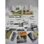 A collection of steam locomotive photographs/postcards, Seaton Thursday Cricket club team phot dated