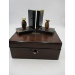 A Victorian jewellery box a pair of Nut Bird wooden bookends.