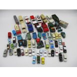 A collection of unboxed die-cast vehicles including Matchbox, Dinky, Corgi, Oxford etc