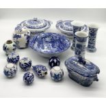 A small collection of blue and white china including Spode Italian bowl (chip as shown), Delft