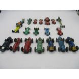 A Collection of play worn Dinky racing cars Including Lotus, BRM, Cooper, HWM, Talbot Lago,