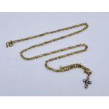 A high carat (possibly 22ct) Eastern necklace with 9ct gold cross, total weight 8.1g