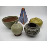 Five pieces of studio pottery