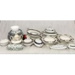 An assortment of various antique china including terrines, dining plates, serving dishes etc