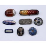 A collection of silver and SCM brooches - marcasite, enamelled, agate etc.