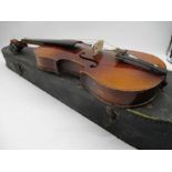 A vintage unnamed violin in case