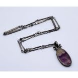 An SCM mounted Blue John pendant on 925 silver chain- Blue John measures 3.75cm x 2cm