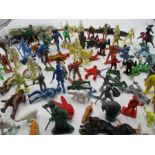 An assortment of plastic figures including Army, Space, Scuba, Animals etc