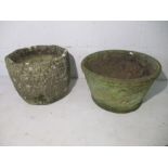 Two reconstituted stone garden pots