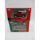 Two boxed Britains die-cast Land Rovers- Land Rover Discovery & Land Rover 90 with Canopy (both 1:32