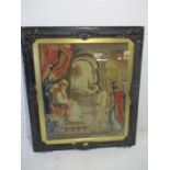 A framed Tapestry of a classical scene.