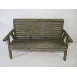 A wooden garden bench