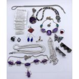 A collection of mainly 925 silver jewellery including a number of chains and necklaces