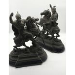 A pair of 19th century spelter figures, titled to base, William the Conquerant and Jean Sans